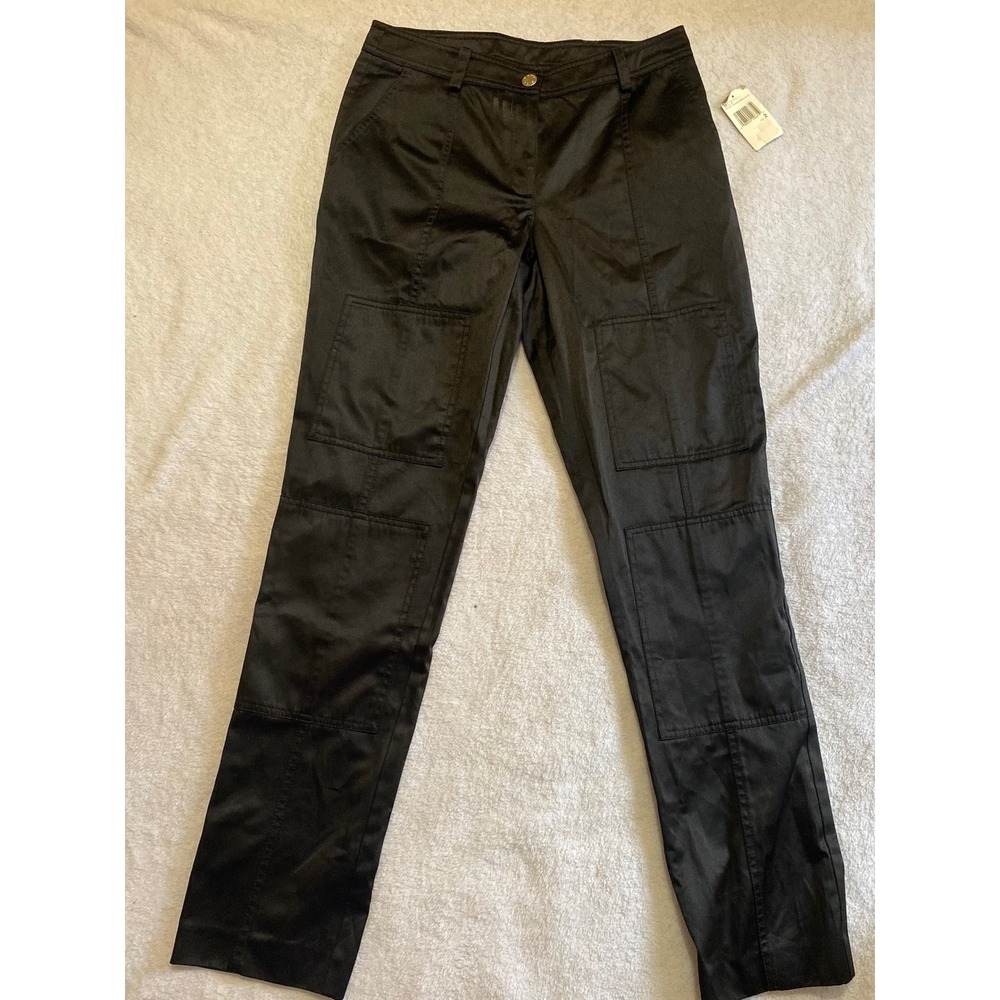 DKNY City Trousers Sateen Utility Zip Hem Pants KHMU4114 - Womens 2 Black NEW